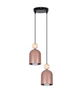 Suspension ronde rose métal bois 2flmg E27...
