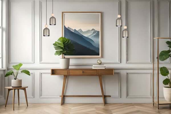 Lampe à suspendre Champagne Métal Bois 2flmg E27 Ø21 cm