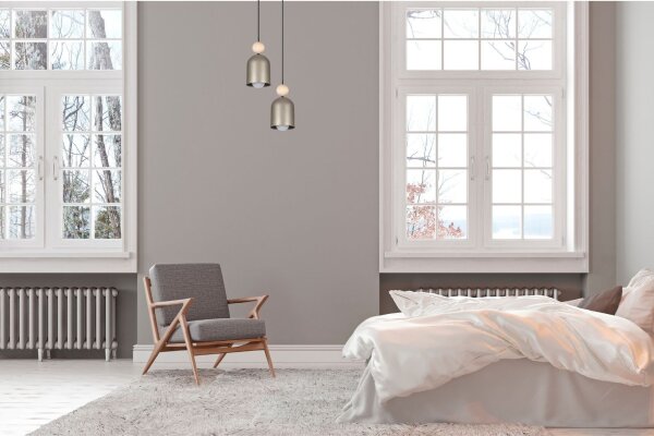 Lampe à suspendre Champagne Métal Bois 2flmg E27 Ø21 cm