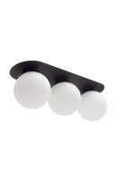 Plafonnier verre m&eacute;tal E27 3-flamme noir blanc