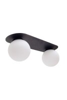 Lampe de plafonnier verre métal E27 2 flammes noir...