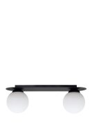 Lampe de plafonnier verre métal E27 2 flammes noir...