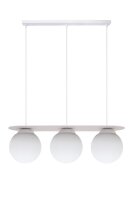 Lampe à suspendre 3 flammes boules en verre blanc...