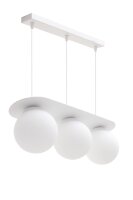 Lampe à suspendre 3 flammes boules en verre blanc...