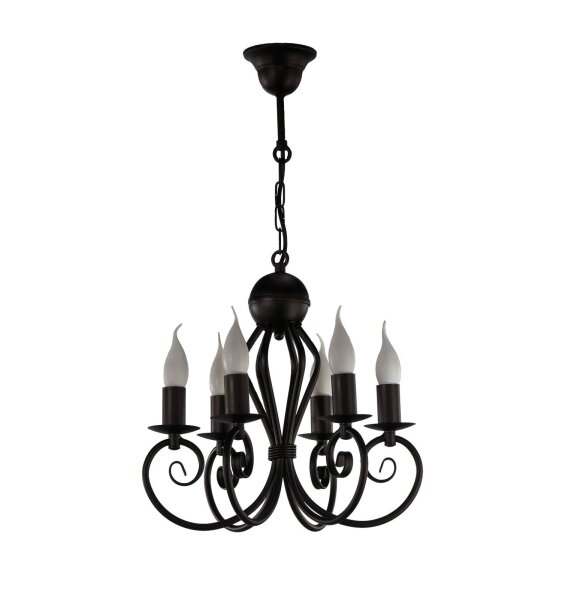 Lustre Vintage Noir E14 6 flammes Classique