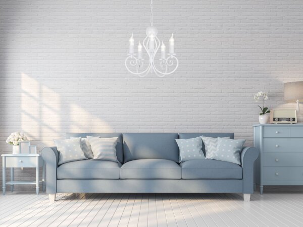 Lustre Vintage Blanc E14 5 flammes Classique