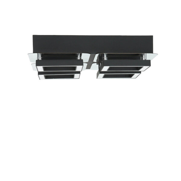 Plafonnier LED L : 25 cm Acier inoxydable en noir Chrome 4200 K
