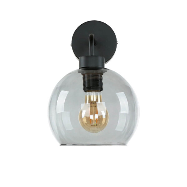 Wandlampe Glas Kugel Schirm Grau Schwarz KANZENE