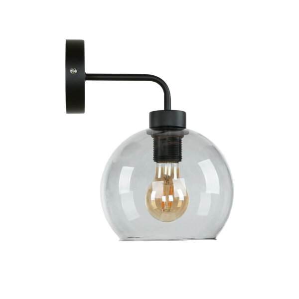 Wandlampe Glas Kugel Schirm Grau Schwarz KANZENE