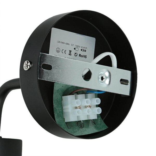 Wandlampe Glas Kugel Schirm Grau Schwarz KANZENE