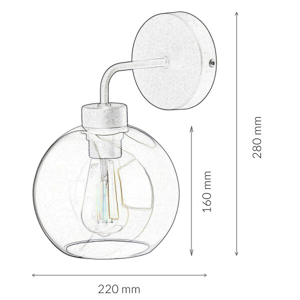 Wandlampe Glas Kugel Schirm Grau Schwarz KANZENE
