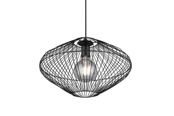Schwarze Hängelampe Drahtschirm Metall E27 Ø38 cm Retro