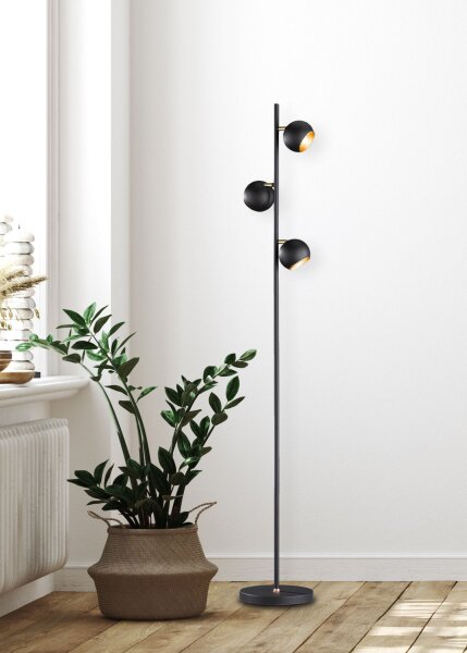 Kleine Stehlampe Metall G9 155 cm hoch in Schwarz Gold