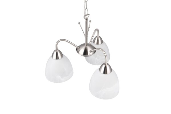Blendarme Pendelleuchte Metall Glas Nickel Weiß E27