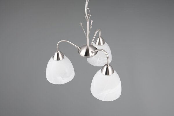 Blendarme Pendelleuchte Metall Glas Nickel Weiß E27