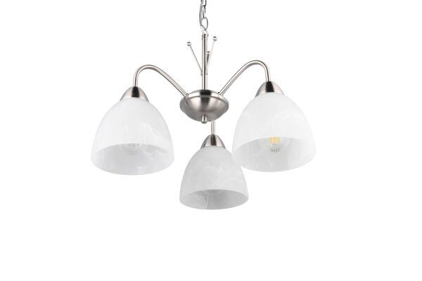 Blendarme Pendelleuchte Metall Glas Nickel Weiß E27