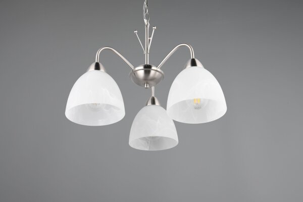 Blendarme Pendelleuchte Metall Glas Nickel Weiß E27