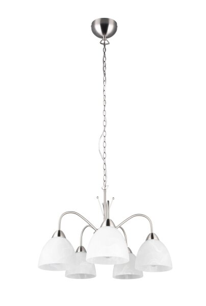 Blendarme Pendelleuchte Metall Glas Nickel Weiß 5-flmg