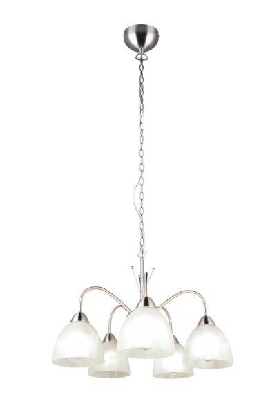 Blendarme Pendelleuchte Metall Glas Nickel Weiß 5-flmg