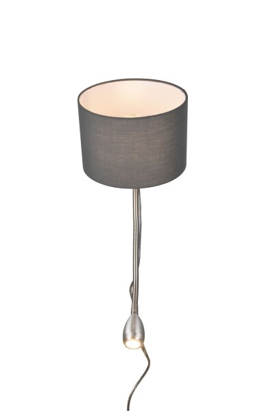 Applique avec interrupteur Tissu Métal E14 LED Nickel Gris