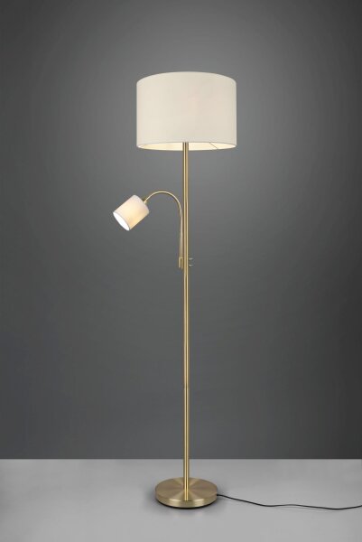 Lampadaire Abat-jour en tissu 170 cm E27 E14 laiton crème