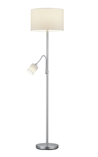 Stehlampe Stoff Metall 170 cm hoch E27 E14 Nickel Weiß
