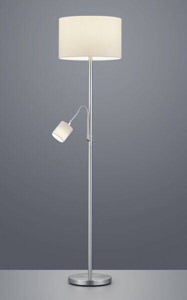 Stehlampe Stoff Metall 170 cm hoch E27 E14 Nickel Weiß