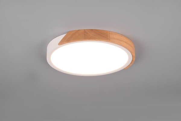 Blendarme LED Deckenlampe Holz rund Ø31,5 cm 20 W Weiß