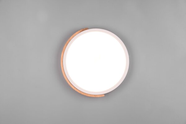 Blendarme LED Deckenlampe Holz rund Ø31,5 cm 20 W Weiß