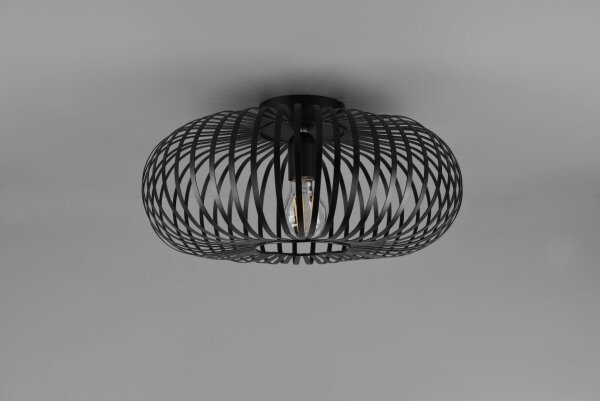 Lampe de plafonnier industrielle métal noir E27 Ø40 cm rond