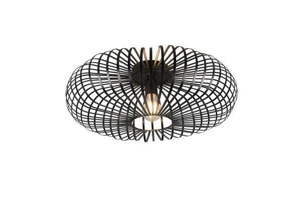 Plafonnier rond en métal noir E27 Ø50 cm Industrie
