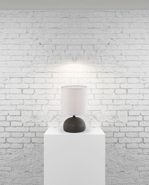 Lampe de table tissu céramique E14 23 cm brun cappuccino