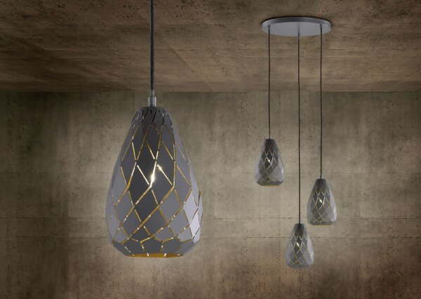 Suspension géométrique métal anthracite E27 Ø15 cm