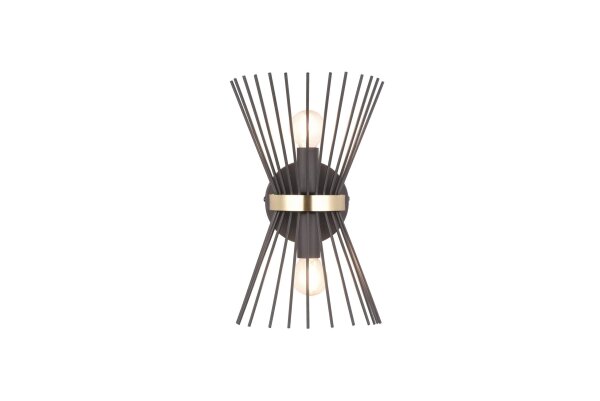 Dekorative Wandleuchte Schwarz Gold E27 H:31 cm 2-flmg