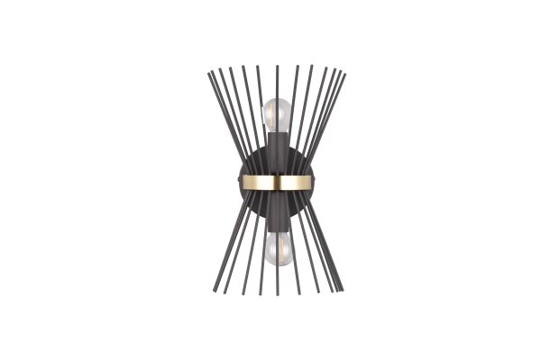 Dekorative Wandleuchte Schwarz Gold E27 H:31 cm 2-flmg