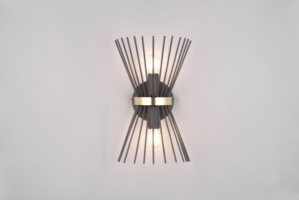 Dekorative Wandleuchte Schwarz Gold E27 H:31 cm 2-flmg