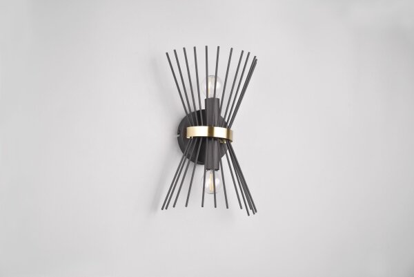 Dekorative Wandleuchte Schwarz Gold E27 H:31 cm 2-flmg
