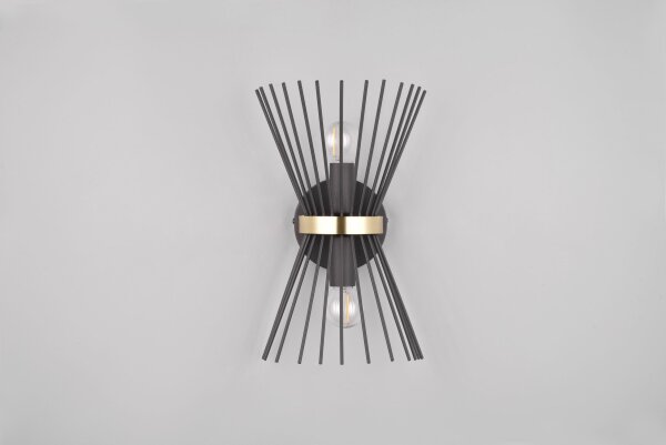 Dekorative Wandleuchte Schwarz Gold E27 H:31 cm 2-flmg