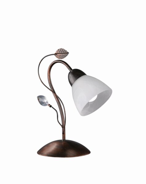 Florale Tischleuchte Metall Glas E14 32 cm Rost Antik