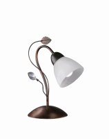 Florale Tischleuchte Metall Glas E14 32 cm Rost Antik