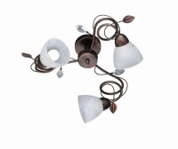 Plafonnier floral métal verre E14 3-flmg rouille...