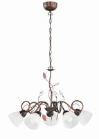 Suspension florale métal verre 5 flammes rouille...