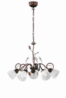 Suspension florale métal verre 5 flammes rouille...