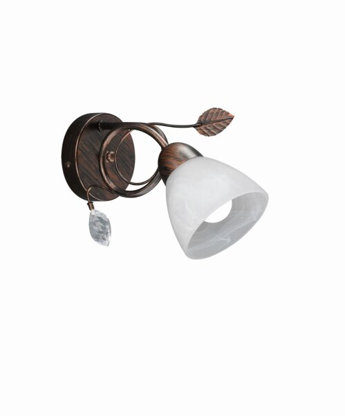 Florale Wandlampe Metall Glas E14 H:21,5 cm Rost Antik