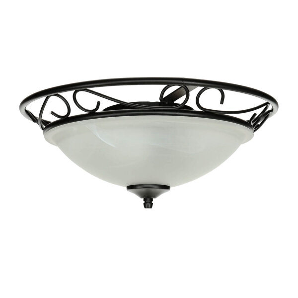Rustikale Deckenleuchte Weiß Schwarz Alabaster Glas