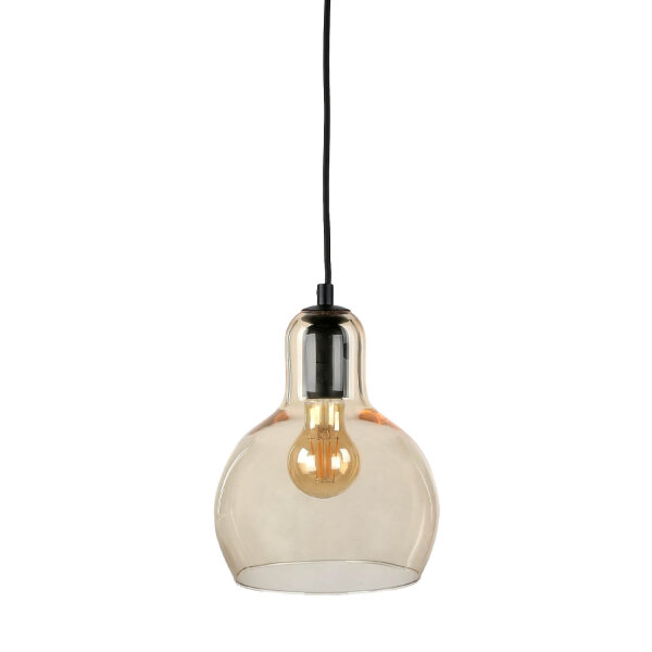 Suspension E27 Ø 18 cm verre orange chrome
