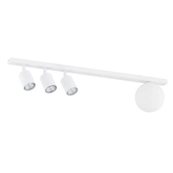 Spot de plafond verre métal 70 cm de long blanc 3x GU10 + E14