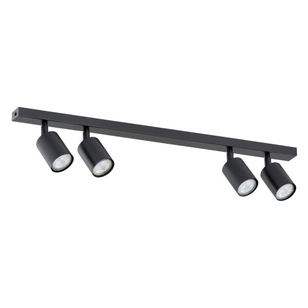 Spot de plafond métal noir L : 70 cm orientable GU10 4-flamme