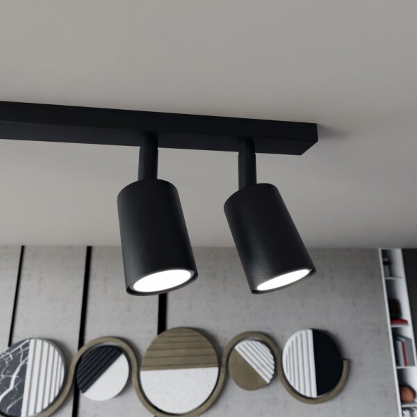 Spot de plafond métal noir L : 70 cm orientable GU10 4-flamme
