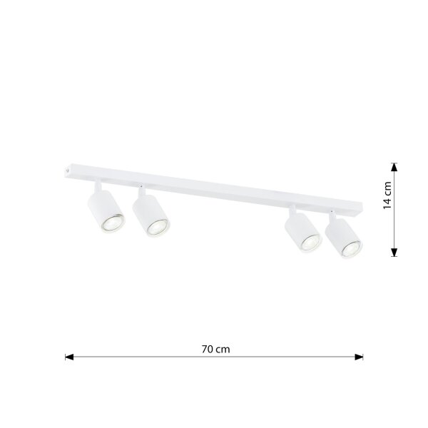Deckenlampe Weiß 70 cm lang Metall schwenkbar GU10 4-flammig